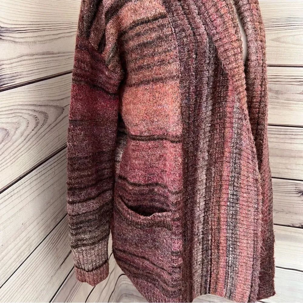 Max Studio Long Oversized Wool Blend Striped Cardigan - Picture 4 of 8